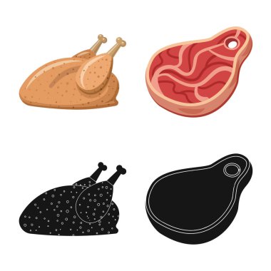 Et ve jambon simge vektör tasarımı. Et ve hisse senedi için pişirme vektör ikon koleksiyonu.