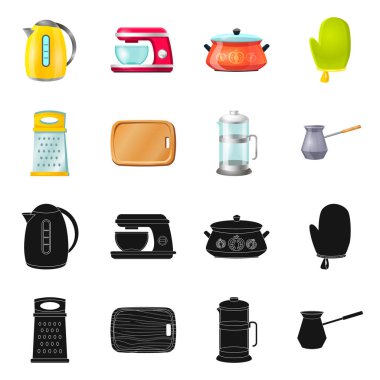 Tasarım mutfak ve aşçı işareti vektör. Web için mutfak ve cihaz hisse senedi simgesi kümesi.