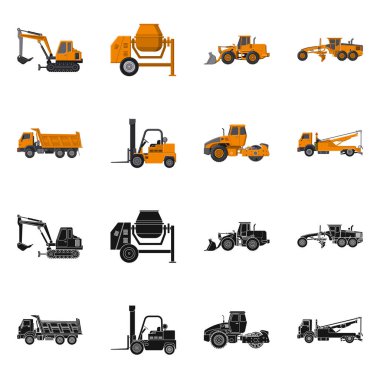 Yapı ve inşaat simge vektör Illustration. Web için yapı ve makine hisse senedi simgesi kümesi.