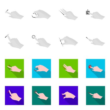 Dokunmatik ve el simge vektör tasarımı. Dokunmatik ekran ve dokunmatik hisse senedi simgesi için web topluluğu.