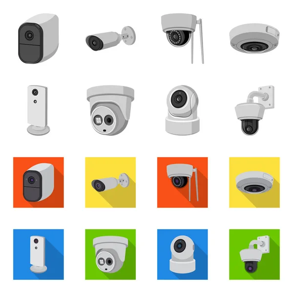 Objeto isolado de cctv e logotipo da câmera. Conjunto de cctv e sistema de símbolo de estoque para web . —  Vetores de Stock