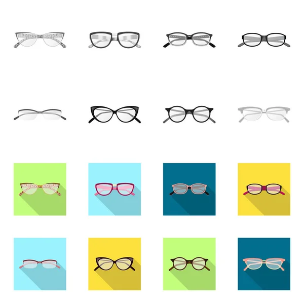 Oggetto isolato di occhiali e simbolo della cornice. Collezione di occhiali e accessori stock illustrazione vettoriale . — Vettoriale Stock