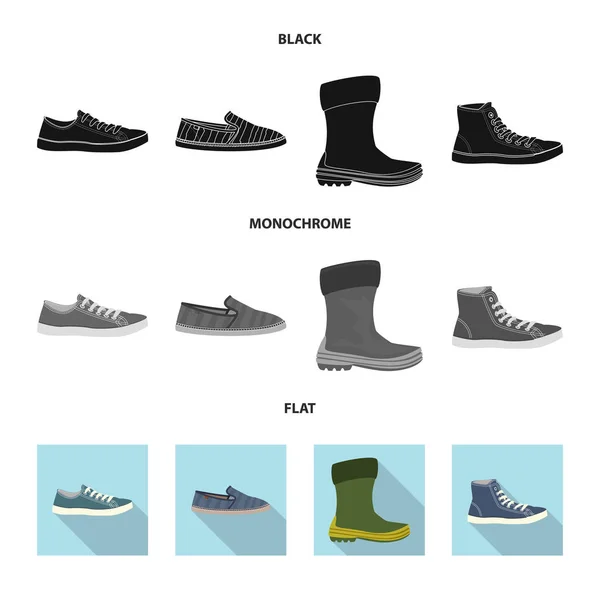 Illustrazione vettoriale del segno scarpa e calzature. Set di scarpe e icona vettoriale del piede per magazzino . — Vettoriale Stock