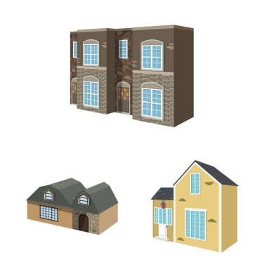 Vektör çizimi bina ve ev sembolü. Yapı ve inşaat hisse senedi vektör çizim seti.