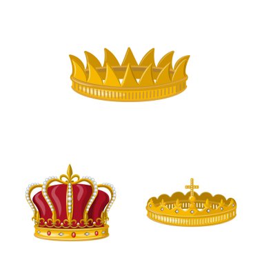 Monarşi ve altın sembolüizole nesne. Monarşi ve heraldik stok vektör illüstrasyon koleksiyonu.