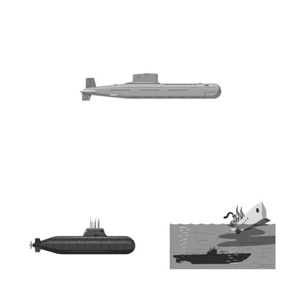 Illustration vectorielle de l'armée et signe profond. Collection de l'armée et du matériel nucléaire symbole pour le web . — Image vectorielle