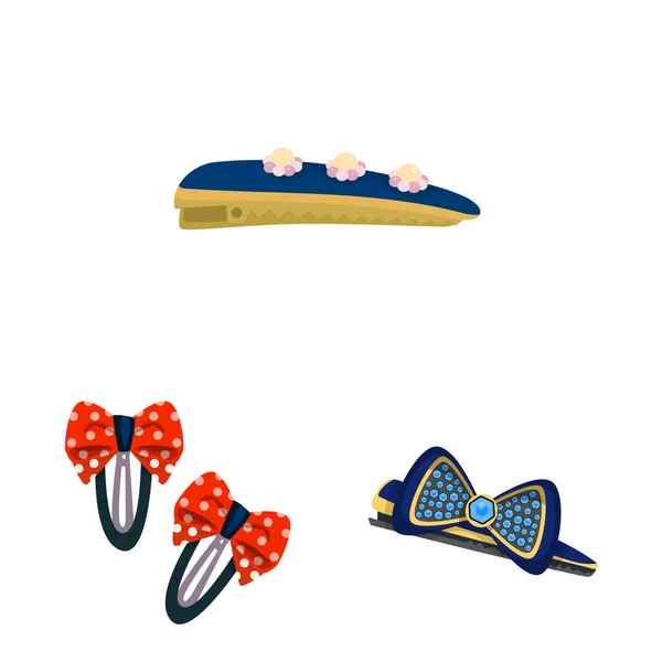 Vektoros illusztráció barrette és a haj ikonra. Barrette és tartozékok gyűjtemény állomány szimbólum, web. — Stock Vector