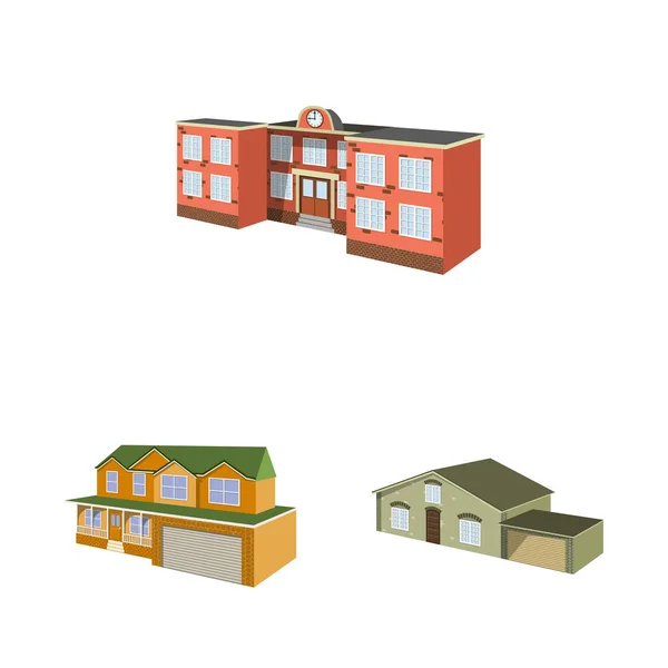 Απεικόνιση διανυσματικού κτιρίου και συμβόλου οικίας. Σύνολο συμβόλου δόμησης και κατασκευαστικού υλικού για το Web. — Διανυσματικό Αρχείο
