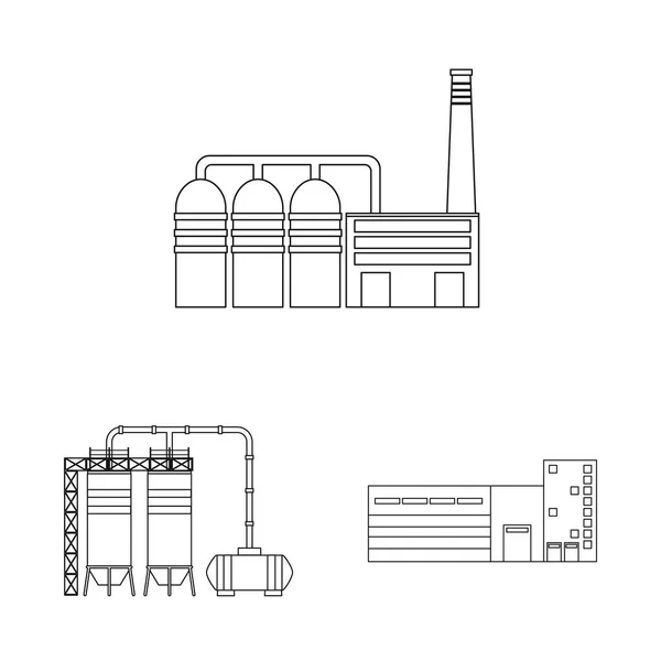 製造と会社のロゴのベクトルイラスト。製造・構造ストックベクトルイラストのセット. — ストックベクタ