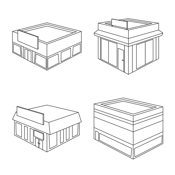Векторная иллюстрация символа бизнеса и супермаркета. Коллекция векторной иллюстрации бизнеса и витрины . — стоковый вектор