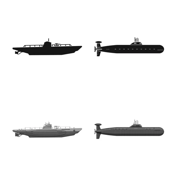 Geïsoleerde object van oorlog en schip logo. Verzameling van oorlog en vloot aandelensymbool voor web. — Stockvector