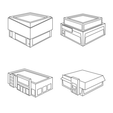 İş ve süpermarket işareti vektör tasarımı. Hisse senedi için iş seti ve vitrin vektör simgesi.