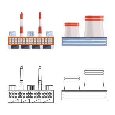 Üretim ve yapısı simge vektör tasarımı. Üretim ve teknoloji hisse senedi vektör çizim koleksiyonu.