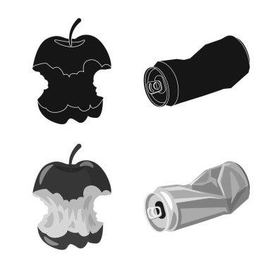 Çöp ve önemsiz sembolü vektör Illustration. Web için çöp ve atık stok sembolü koleksiyonu.