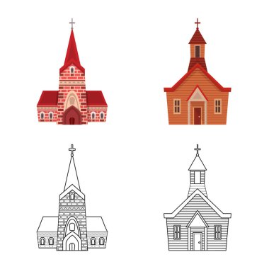 Kült ve tapınak logosu vektör Illustration. Web için Cult ve Parish stok sembolü seti.