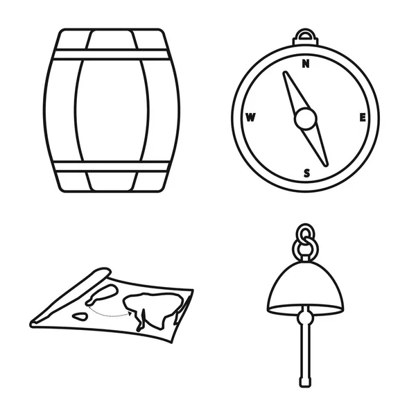 Ilustración vectorial del océano y el logotipo de viaje. Conjunto de océano e icono de vector de viaje para stock . — Vector de stock