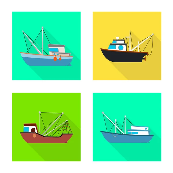 Vector illustratie van transport en industrieel symbool. Set van transport en Yacht Stock vector illustratie. — Stockvector