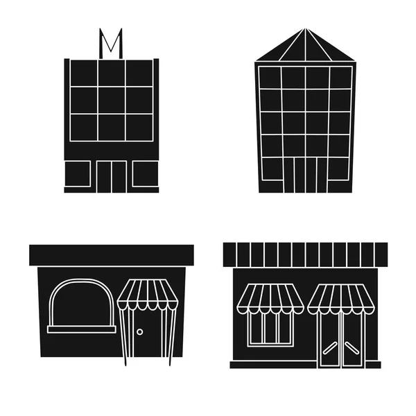 Izolovaný objekt supermarketu a loga budovy. Ukázka vektorového a obchodního burzovního vektoru. — Stockový vektor