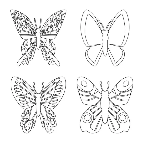 Conception vectorielle de mouche et logo décoratif. Collection d'icônes vectorielles de mouches et d'insectes en stock . — Image vectorielle