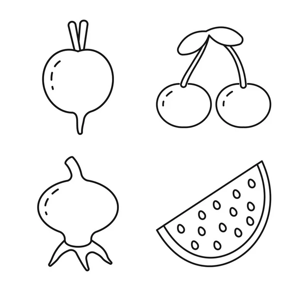 Ilustração vetorial do ícone saudável e maduro. Coleta de ilustração vectorial saudável e colheita . — Vetor de Stock