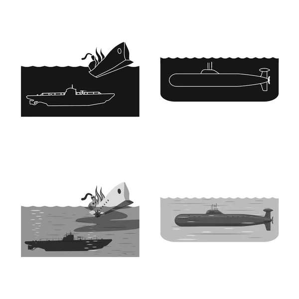戦争や船のシンボルのベクター イラストです。戦争と艦隊株式ベクトル図のセット. — ストックベクタ