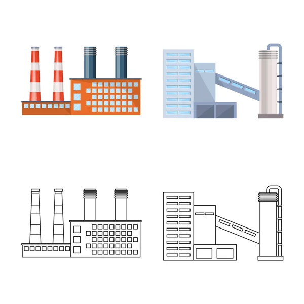 Isolierte Objekt der Produktion und Struktur Zeichen. Satz von Produktions- und Technologievektorsymbolen für Aktien. — Stockvektor