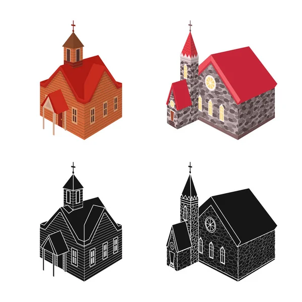 Diseño vectorial del templo y símbolo histórico. Conjunto de templo y símbolo de stock de fe para web . — Vector de stock