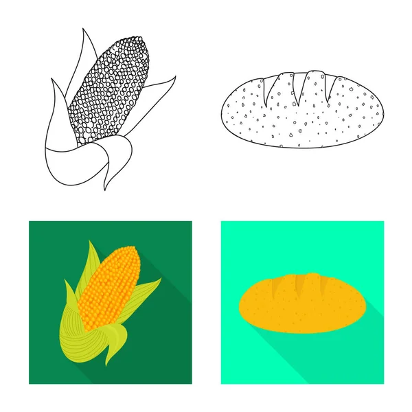 玉米地和蔬菜标识的矢量设计。玉米地和素食种群向量的汇集例证. — 图库矢量图片