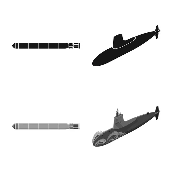 Oggetto isolato di guerra e segno di nave. Serie di illustrazione vettoriale della flotta e della guerra . — Vettoriale Stock