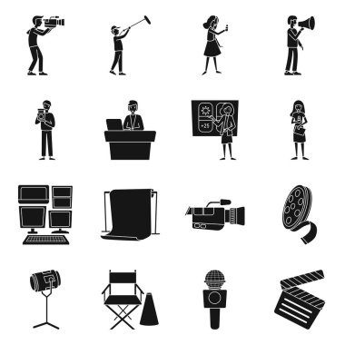 Haber ve stüdyo sembolünün vektör tasarımı. İnternet için haber ve canlı hisse senedi sembolü.