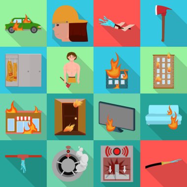 İtfaiyecilerin ve ateş ikonunun vektör çizimi. Stok için itfaiyeciler ve kurtarma vektör simgesi.