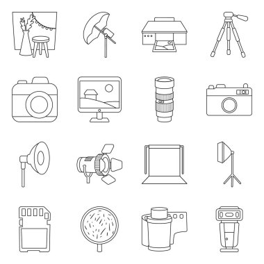 Fotoğraf ve ekipman logosunun vektör tasarımı. Stok için fotoğrafçılık ve aksesuar vektör simgesi.