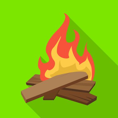 Kamp ateşi ve sıcak logonun vektör tasarımı. Kamp ateşi koleksiyonu ve ağ için yakacak odun sembolü.