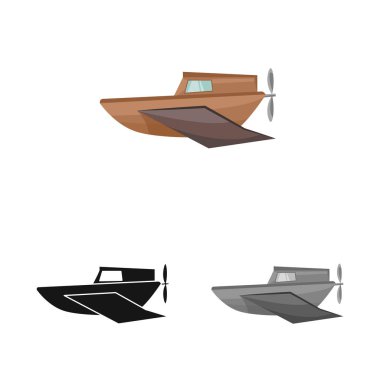 Teknenin ve eski sembolün vektör tasarımı. Tekne ve longboat stok vektör illüstrasyonunun web ögesi.