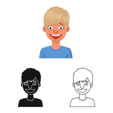 Adamın vektör tasarımı ve kahkaha işareti. Bir grup adam ve web için mutlu hisse sembolü.