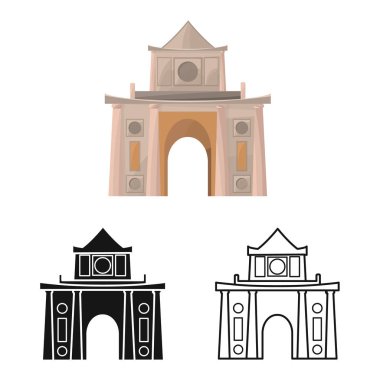 İnşaatın vektör çizimi ve Vietnam işareti. Stok için yapı ve konum vektör simgesi kümesi.