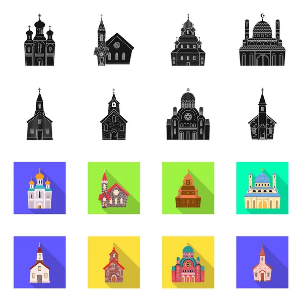 Ilustração vetorial de culto e ícone do templo. Coleção de culto e símbolo de estoque paroquial para web. — Vetor de Stock