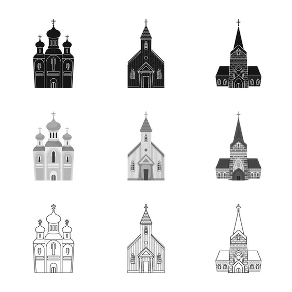 Vector illustratie van cultus en tempel teken. Set van cult- en parochiestamsymbool voor web. — Stockvector