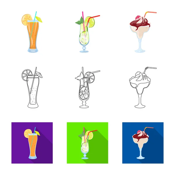 Objet isolé de l'icône de l'alcool et du restaurant. Collection de liqueur et d'ingrédient symbole de stock pour le web. — Image vectorielle
