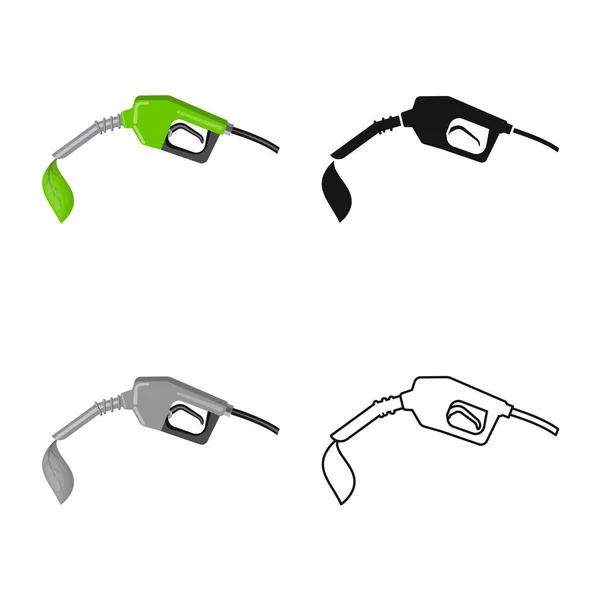 Diseño vectorial de combustible y señal verde. Conjunto de icono de vector de combustible y estación para stock . — Vector de stock