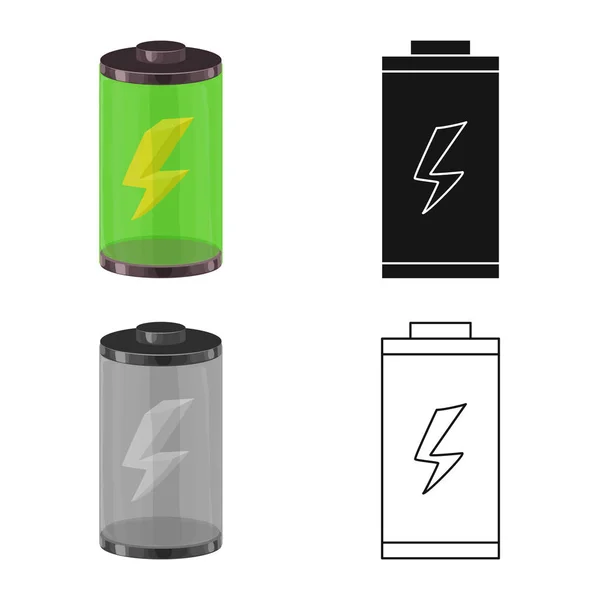 Vektorillustration des Öko- und Batterie-Symbols. Set von Öko- und Ladevektorsymbolen für Aktien. — Stockvektor