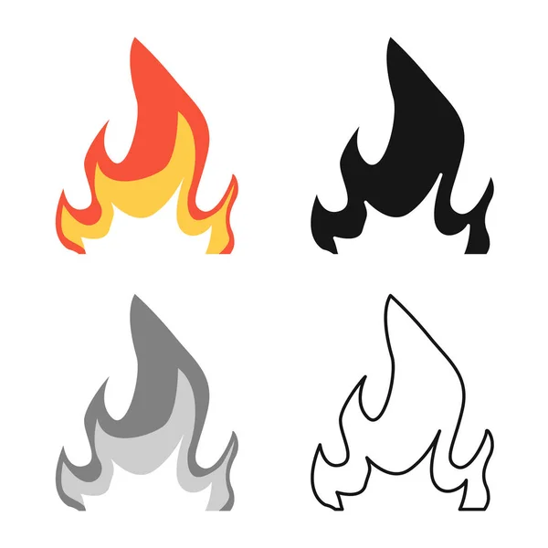 Design vettoriale di fiamma e icona gialla. Set di fiamme e razzi simbolo stock per web . — Vettoriale Stock