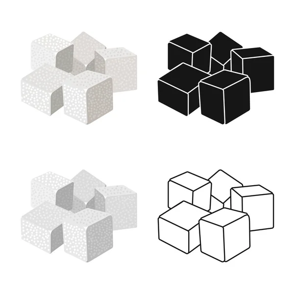 Objeto isolado de sinal de cubo e cana. Elemento Web de cubo e ícone de vetor de açúcar para estoque . —  Vetores de Stock