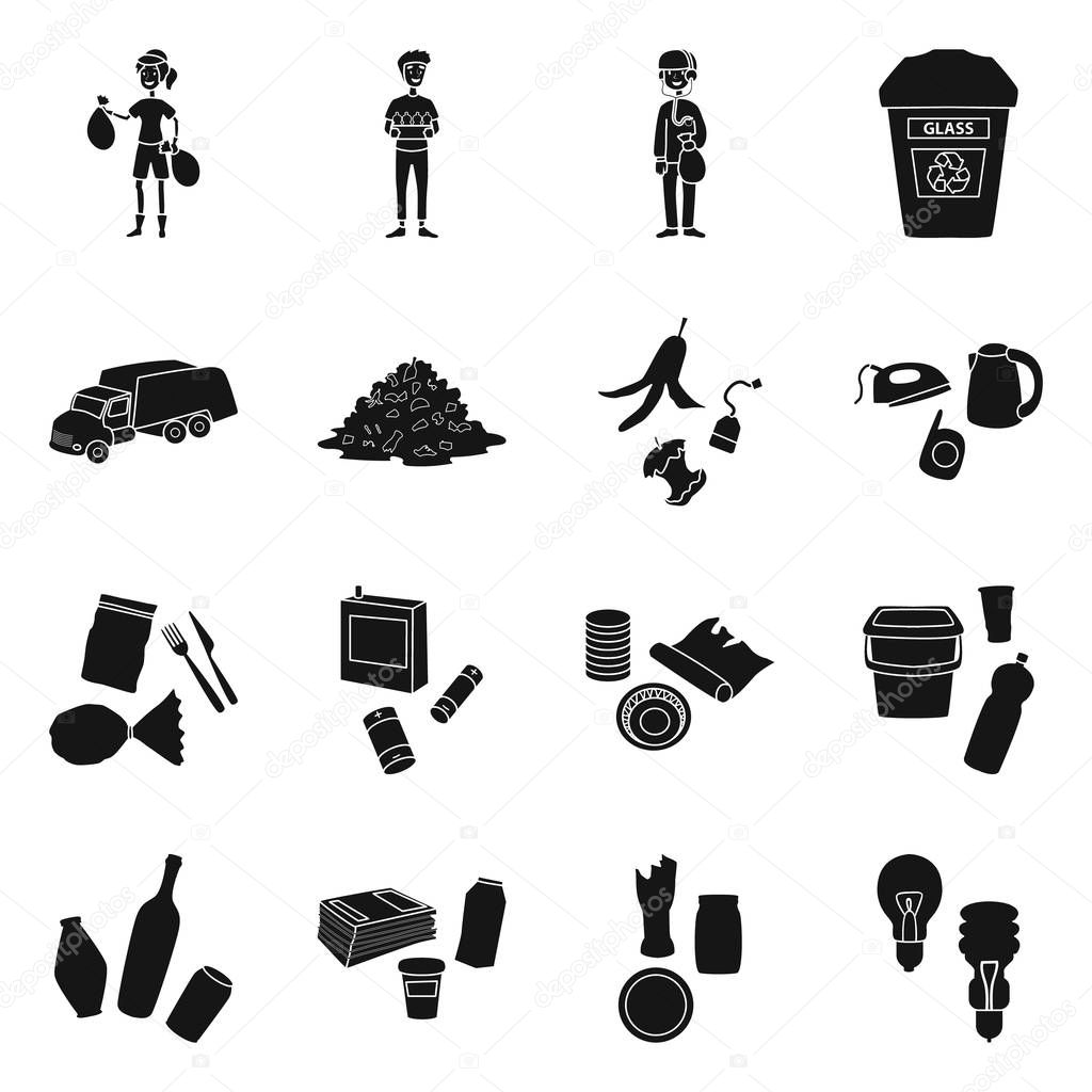 Vector illustration of waste and garbage sign. Collection of waste and industry vector icon for stock.