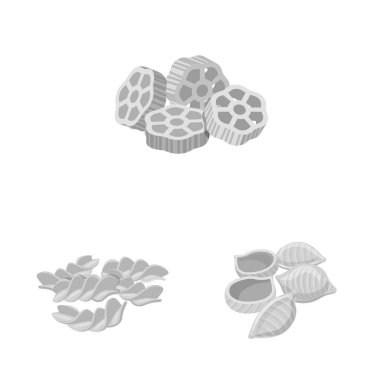 Makarna ve karbonhidrat simge vektör Illustration. Makarna ve makarna hisse senedi vektör çizim seti.