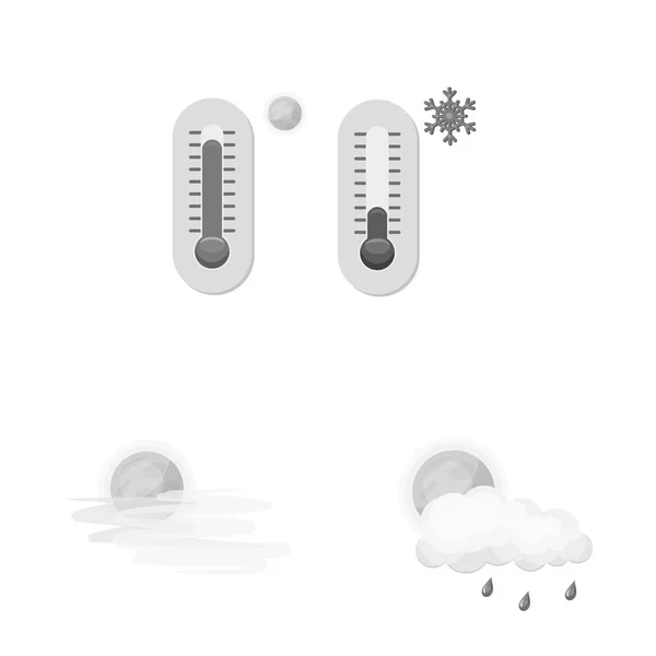Geïsoleerde object van weer en klimaat teken. Set van weer en cloud voorraad vectorillustratie. — Stockvector