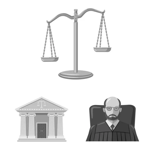 Diseño vectorial de la ley y símbolo de abogado. Colección de la ley y el símbolo de acciones de justicia para la web . — Archivo Imágenes Vectoriales