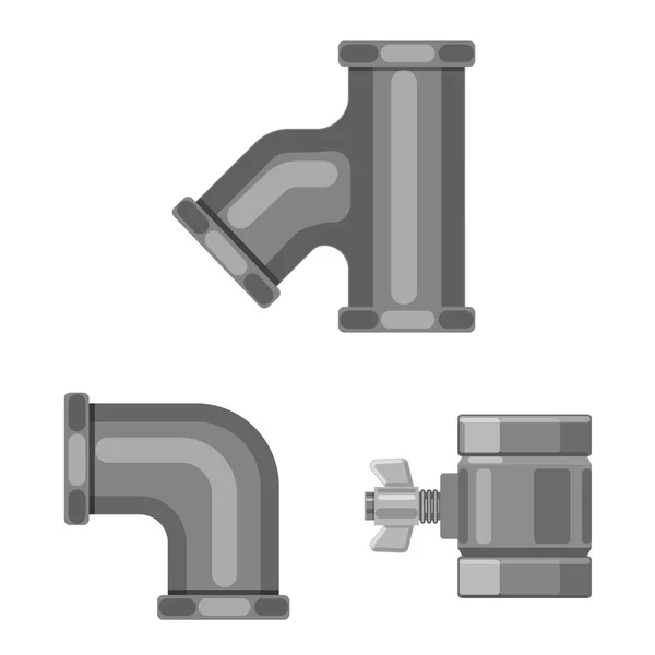 파이프 및 튜브 기호의 디자인 벡터. 주식에 대 한 파이프 및 파이프라인 벡터 아이콘 세트. — 스톡 벡터