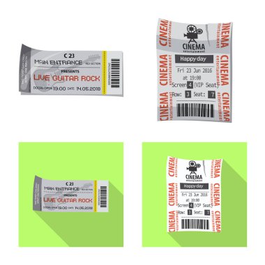 Bilet ve giriş simge vektör Illustration. Bilet ve olay hisse senedi vektör çizim topluluğu.