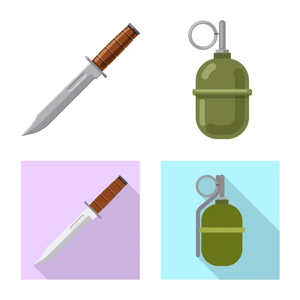 Illustrazione vettoriale del simbolo dell'arma e della pistola. Set di armi e icone vettoriali dell'esercito per magazzino . — Vettoriale Stock